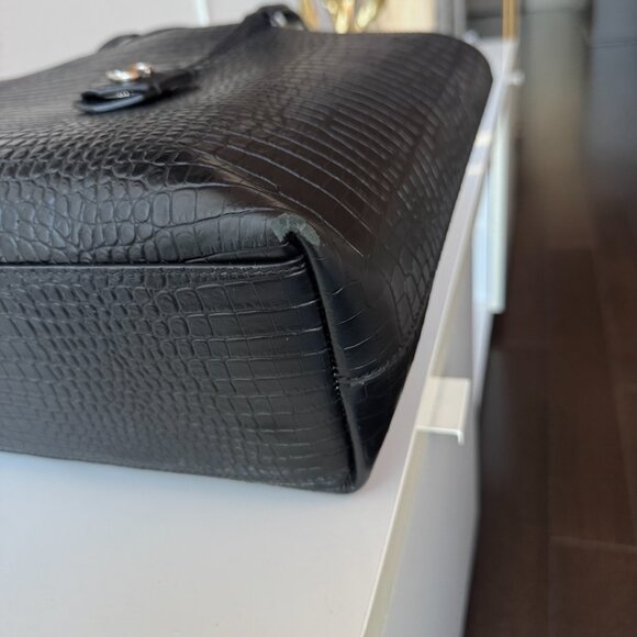 Jimmy Choo Black Croc Embossed Leather Tote - Picture 13 of 16